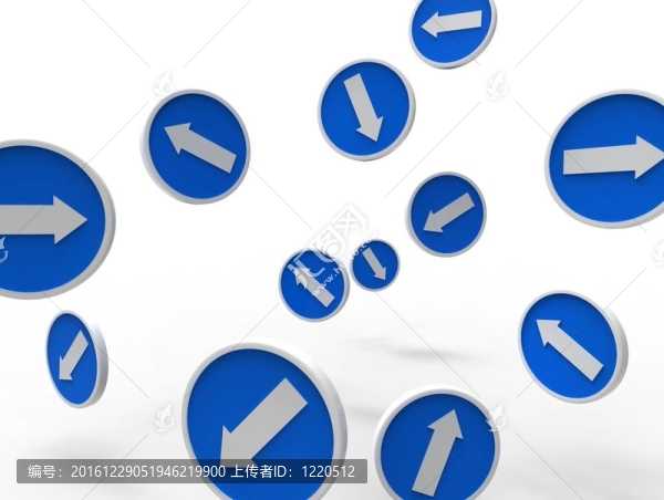 在白色背景上顯示不同方向的一系列路標(biāo)的3D說(shuō)明