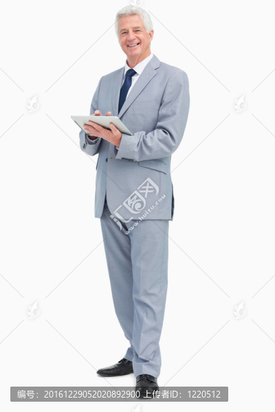 老板用觸摸墊的肖像