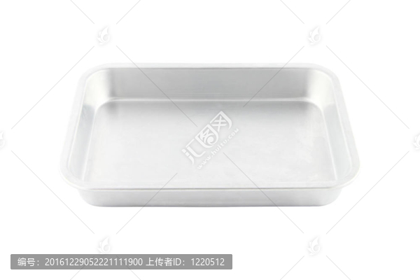 白色背景的不銹鋼矩形食品板。