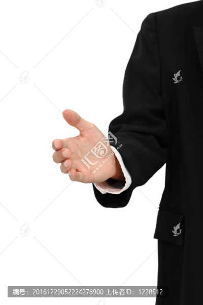 商人的手試圖在白色背景上邀請(qǐng)。
