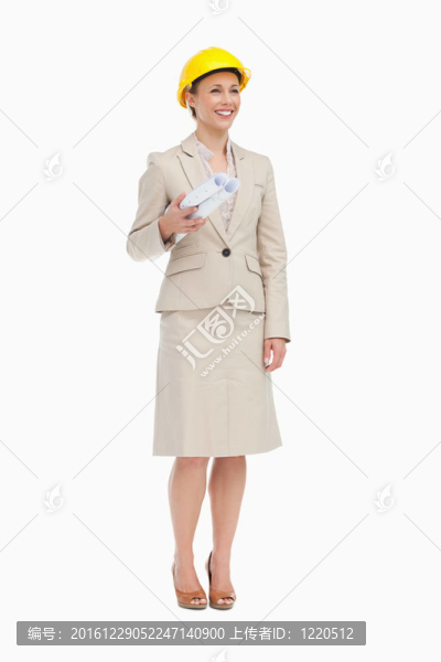 穿著安全帽的婦女