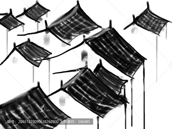 裝飾畫,水墨江南,合層