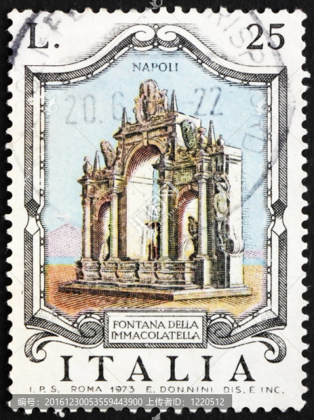 郵票意大利1973,immacolatella噴泉；Naples