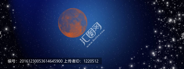 夜空中的紅月