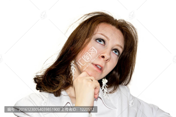 希望美麗的女人孤立在白色