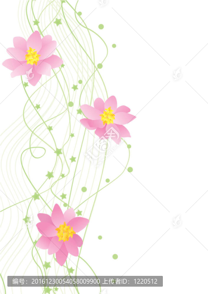 花朵綠色角落白色背景