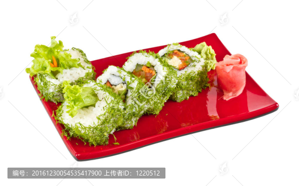 日本的素食卷蒔蘿和蔬菜