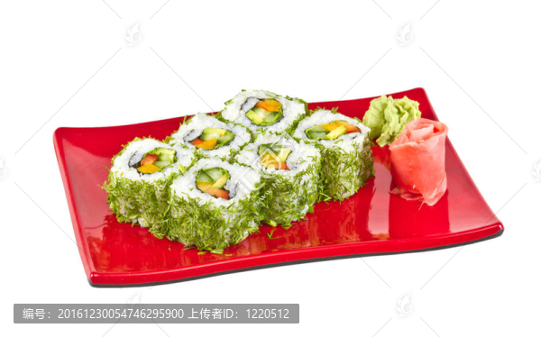 日本的素食卷蒔蘿和蔬菜