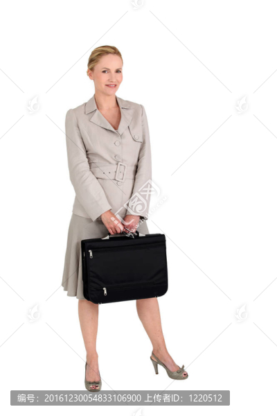 工作室拍攝的女人與公文包