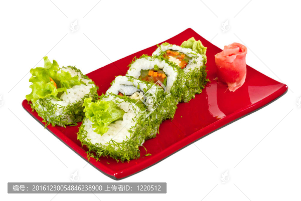 日本的素食卷蒔蘿和蔬菜