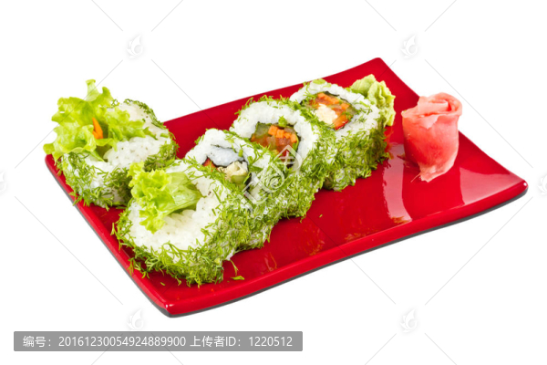 日本的素食卷蒔蘿和蔬菜