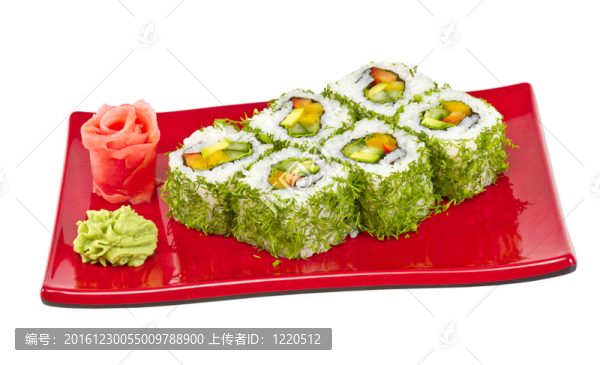 日本的素食卷蒔蘿和蔬菜