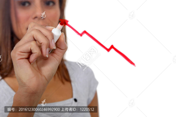 女人畫紅色向上箭頭