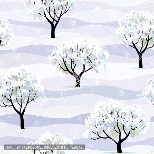 冬季花園雪中的樹木