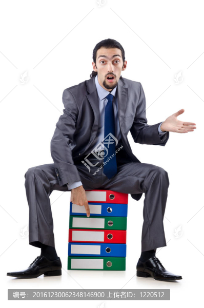 年輕的商人與文件夾的白色