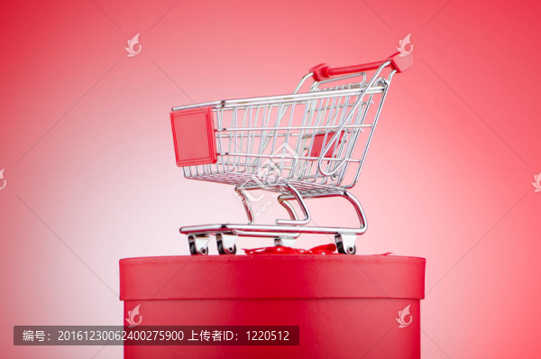 帶購物車的圣誕購物概念