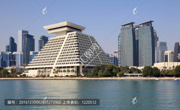 多哈的新downttown區(qū)Al,Dafna的天際線；卡塔爾；中東