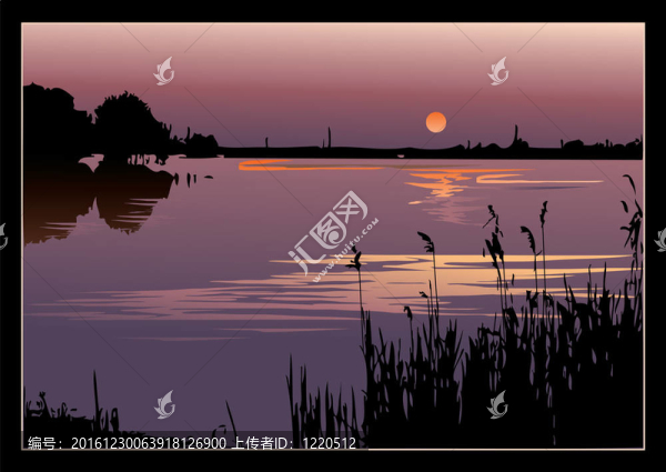 日落。