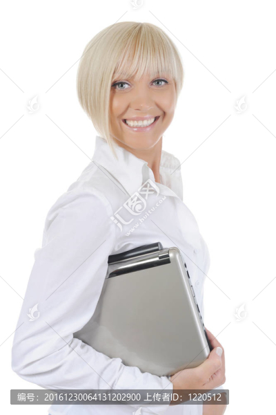 帶電腦的金發(fā)女郎