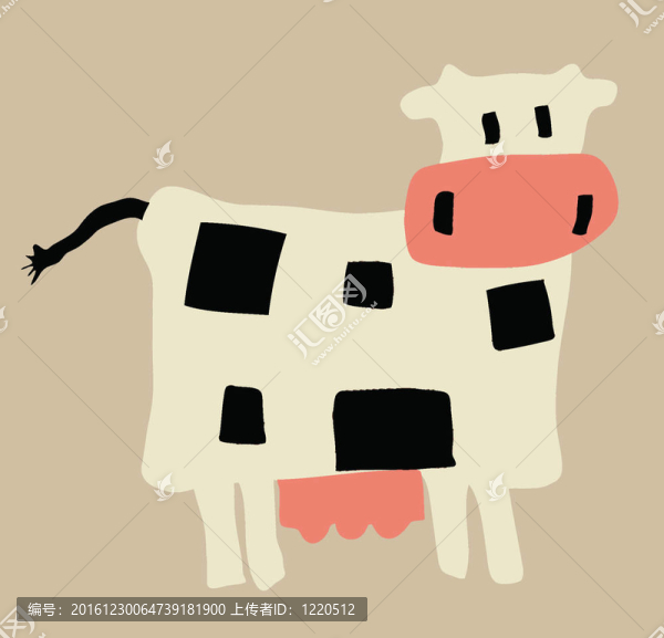 黃色背景奶牛的插圖
