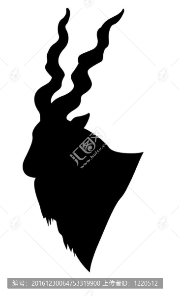 白色背景下山公羊的剪影