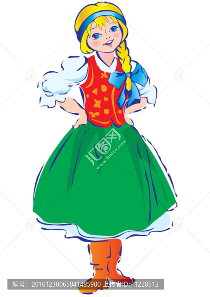 穿著民族服裝的女孩。