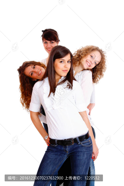 一群快樂漂亮的笑女孩