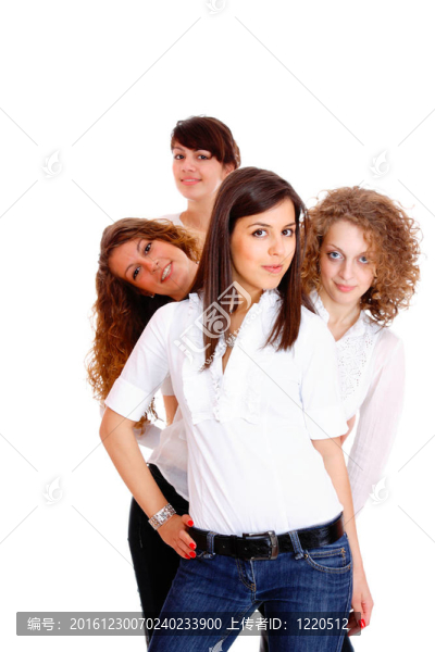一群快樂漂亮的笑女孩