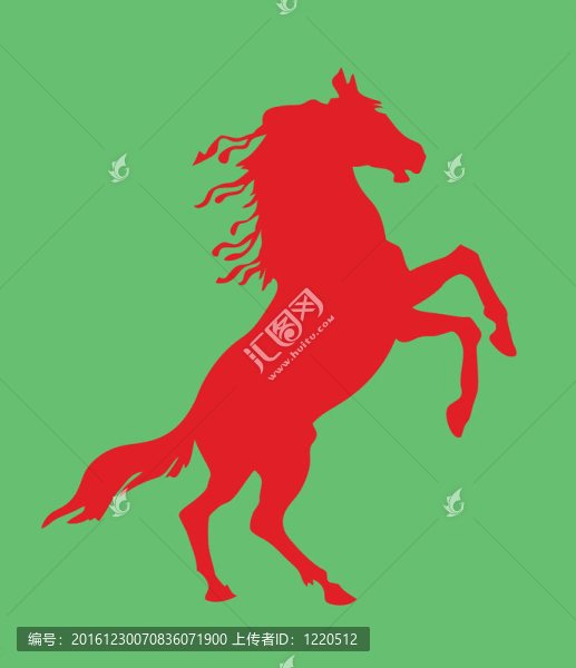 綠色背景下馬的剪影