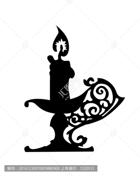 燭臺(tái)上的白色背景的剪影