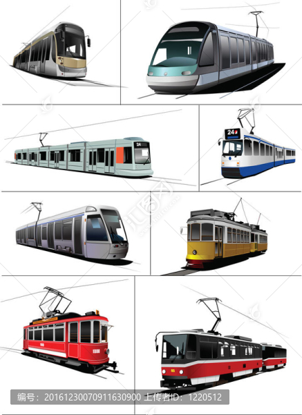 城市交通。有軌電車。插圖
