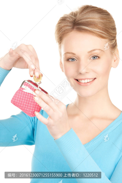 可愛的女人錢包和錢