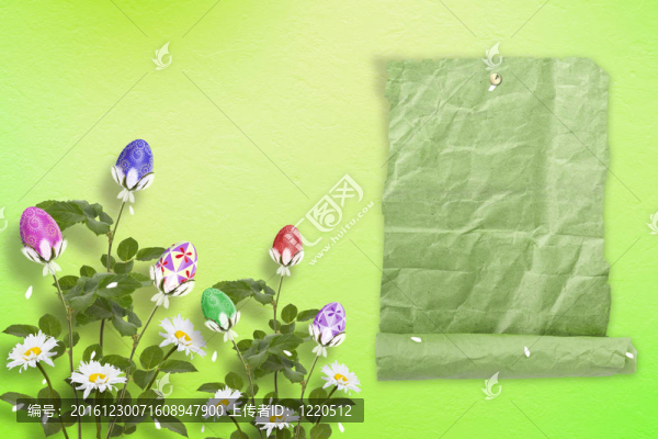 柔和的背景用五彩的雞蛋和鮮花來(lái)慶祝復(fù)活節(jié)