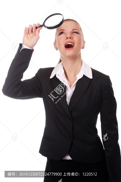 帶放大鏡的女商人