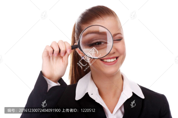 帶放大鏡的女商人