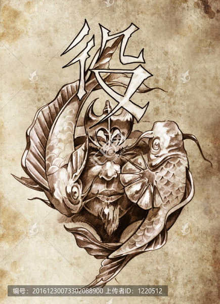 紋身藝術；日本武士的素描