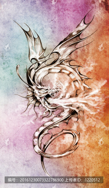 紋身藝術(shù)素描；時(shí)尚的彩色插圖