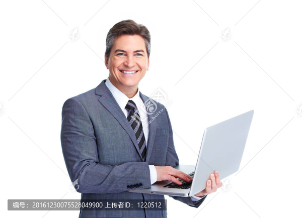行政商人與筆記本電腦。
