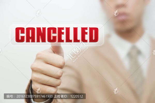生意人按下觸摸屏oncancelled按鈕