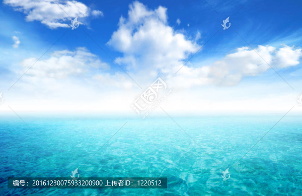 美麗的海景與藍(lán)天白云的背景
