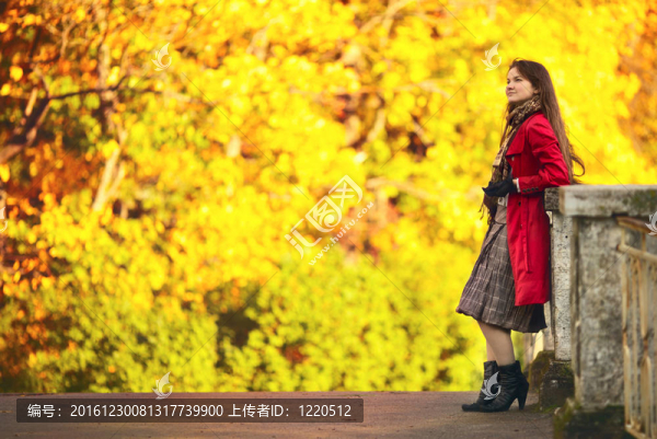 女孩在橋