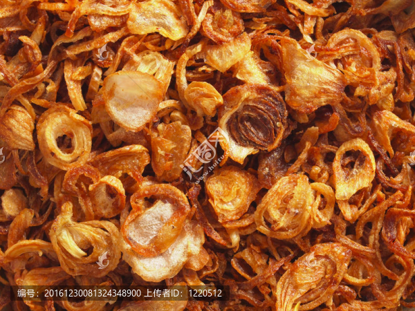 靠近黃金炸蔥食品背景