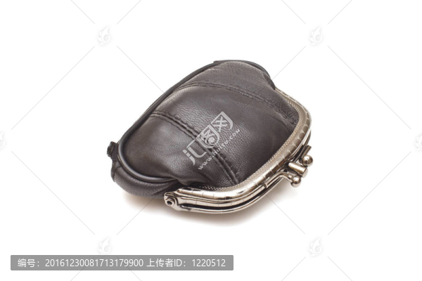 白色背景黑色真皮錢包