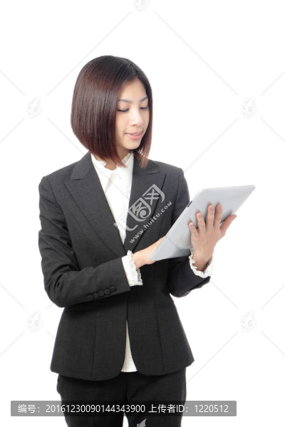 幸福的女人對(duì)平板電腦業(yè)務(wù)