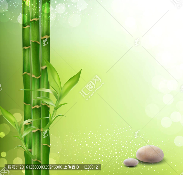 冥想；東方背景的竹子和石頭