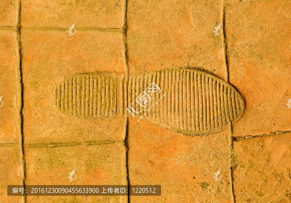 腳印在地板背景上的印記