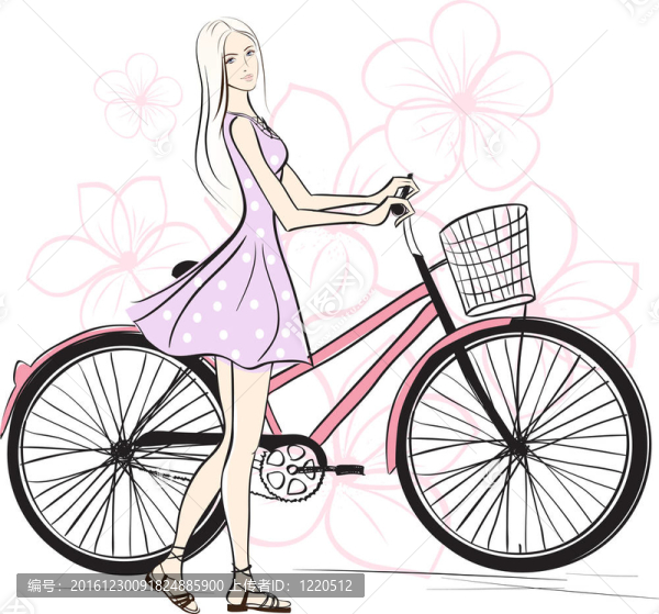 浪漫的女孩與自行車