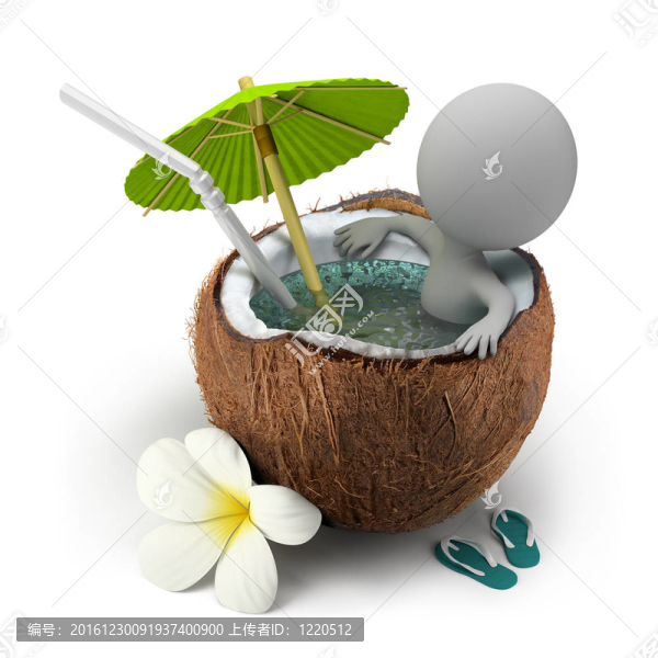 3D小人物-洗澡椰子