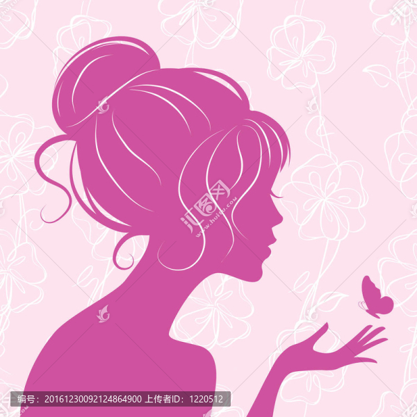 美女與蝴蝶剪影