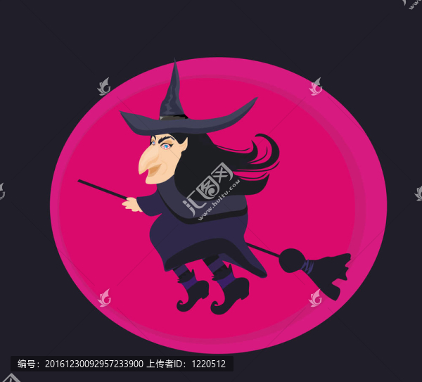 卡通邪惡女巫飛行